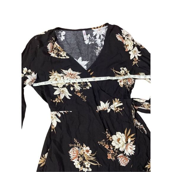 Xhilaration‎ dark brown floral wrap dress sz M - Picture 6 of 9